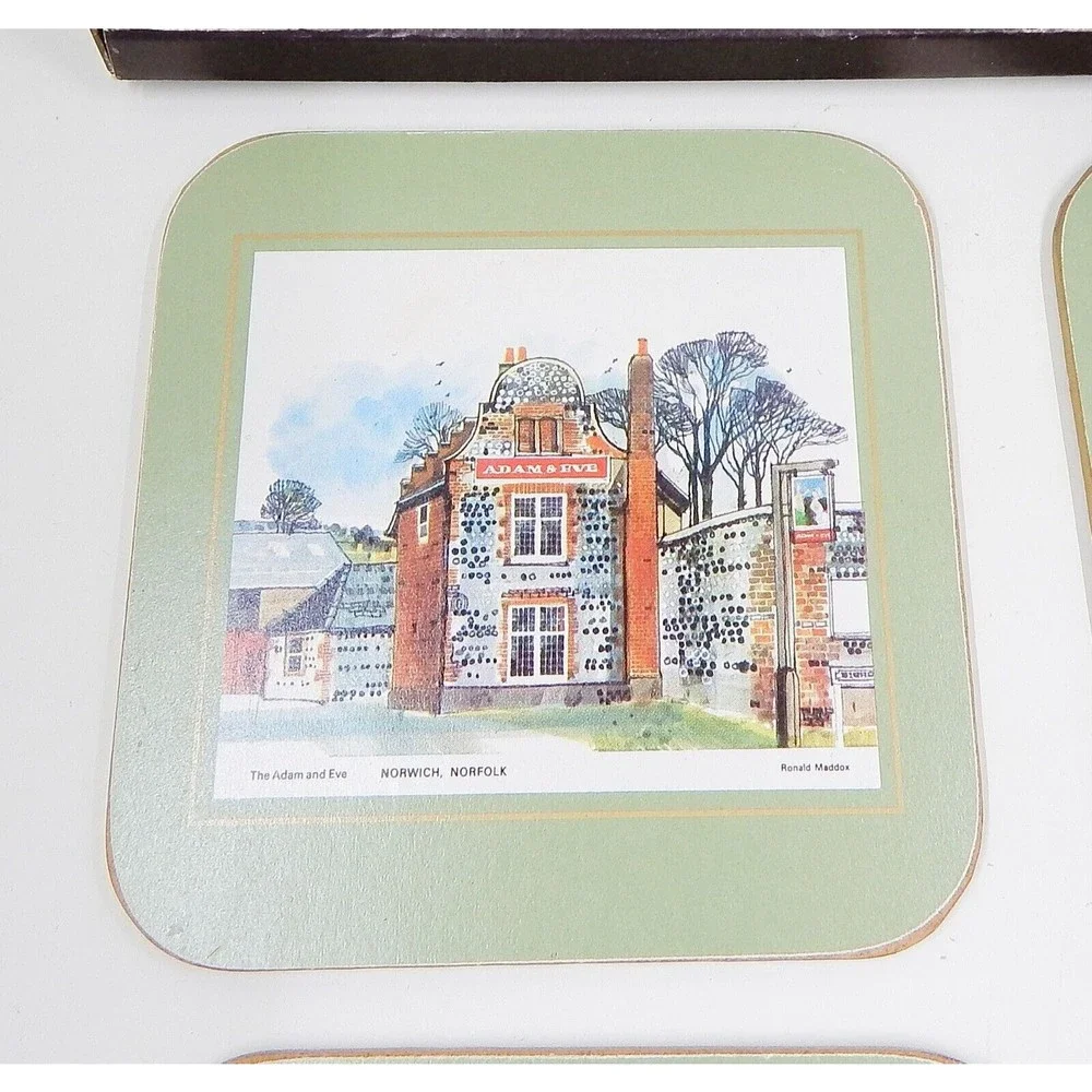 Cloverleaf Square Country Pubs CC14 Cork Coasters Set of 6